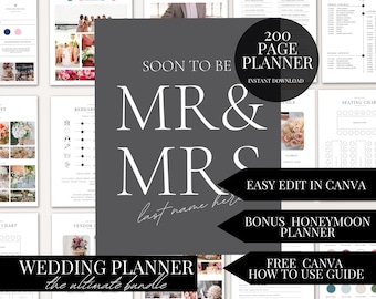 Canva Wedding Planner Template 200 Page Editable Book Digital Download