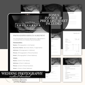 Wedding Photography Contract Template Canva Form Bonus Pricing Sheet