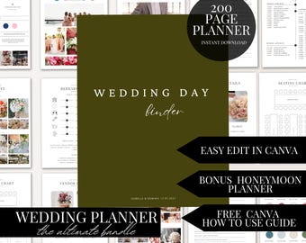 Bundle de planificateur d'informations sur le jour du mariage, 200 pages, téléchargement numérique