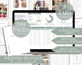 Pacchetto Ultimate Wedding Planner con download digitale di Canva e Google Sheet