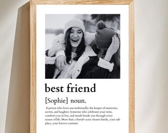 Best Friend Birthday Custom Gift Personalised Birthday Present for Bestie Best Friend Photo Print Birthday Gift for Sister Definition Print