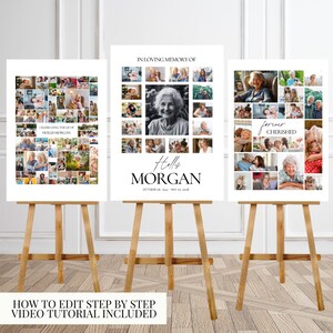 Funeral Photo Collage Sign Set Template Funeral Welcome Sign Template Celebration of Life In Loving Memory Memorial Poster Size Template