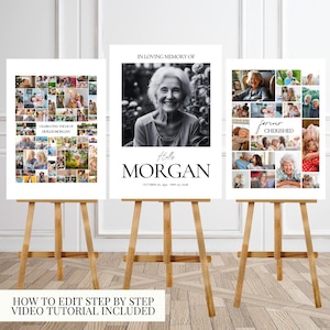 Funeral Photo Collage Sign Set Template Funeral Welcome Sign Template Celebration of Life In Loving Memory Memorial Poster Size Template