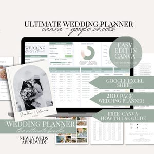 Canva Google Sheet Wedding Planner Bundle Wedding Budget Guest List Tracker Canva Wedding Planner Spreadsheet Wedding Planner Day of Binder