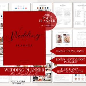 The Ultimate 200 Page Wedding Day Binder Template Wedding Day Coordination Wedding Day Information Wedding Itinerary Wedding Planner Canva