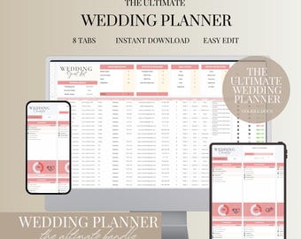 Planificador de bodas definitivo con Hojas de cálculo de Google: Presupuesto y seguimiento de invitados (Descarga digital)