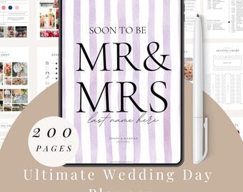 Planificador de bodas Ultimate de 200 páginas, plantilla Canva personalizable, descarga digital