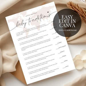 Baby Traditionen auf der ganzen Welt Baby Shower Spiel Minimalistisches druckbares Baby Shower Spiel Digitaler Download Baby Traditionen auf der ganzen Welt