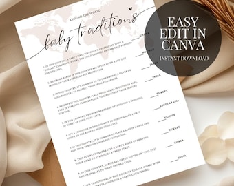 Baby Traditions Around The World Game Printable Baby Shower Digital Download