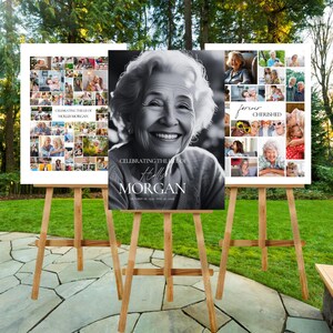 Editable Funeral Photo Collage Template  Funeral Welcome Sign Template Memorial Picture Display Poster  Celebration of Life Canva Template