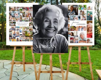 Funeral Photo Collage Welcome Sign Template Celebration of Life Canva Editable Digital Download