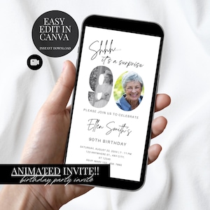 90th Birthday Invitation for Her Simple Photo Invite Ninety Birthday Celebration Look Whos 90 Celebrate in Style Invite For Women and Men