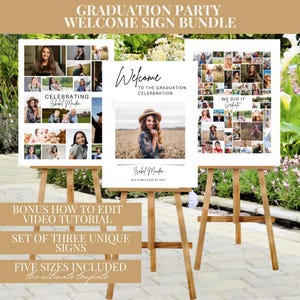Graduation Welcome Sign Set Photo Collage Editable Canva Template Digital Download