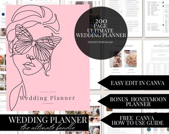200 Page Wedding Planner Bundle Canva Template Digital Download