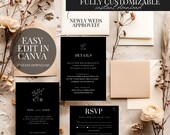 Black and White Wedding Invitation Set Modern Invite Suite Digital Download