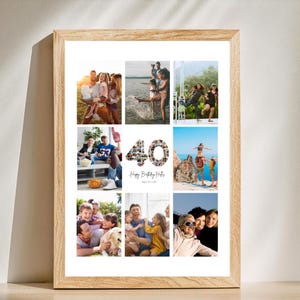 40th Birthday Photo Collage Personalized 40th Birthday Photo Collage Family Gift Number Collage Gift for Him Gift for Her 40 Collage Gift