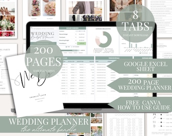 Ultieme bruiloftplannerbundel Digitale download via Canva en Google Spreadsheets