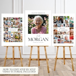 Funeral Photo Collage Sign Set Template Funeral Welcome Sign Template Celebration of Life In Loving Memory Memorial Poster Size Template
