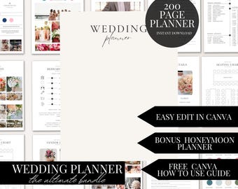 Bundle de planificateur d'informations sur le jour du mariage, 200 pages, téléchargement numérique