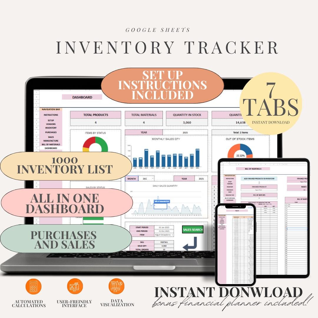 Inventory Tracker Spreadsheet Small Business Inventory Template Google ...