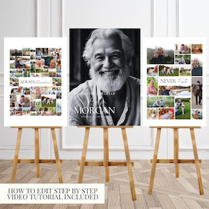 Celebration of Life Funeral Photo Collage Sign Set Templates Funeral Welcome Sign Template In Loving Memory Memorial Poster Collage Funeral