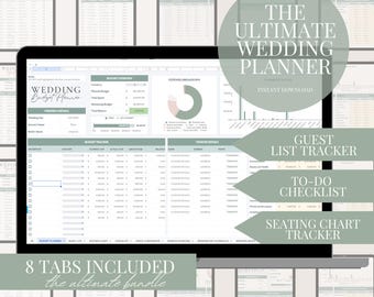 Paquete Ultimate Wedding Planner: Hojas de cálculo de Google y plantilla de Canva, descarga digital