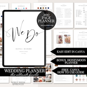 Canva Wedding Planner Template Bundle Editable Wedding Planning Book Wedding Checklist Binder Printable Wedding Planner Instant Download