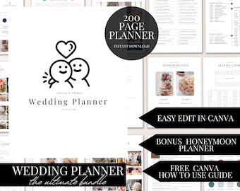 Canva Wedding Planner Template Bundle: Editable Wedding Planning Book Digital Download