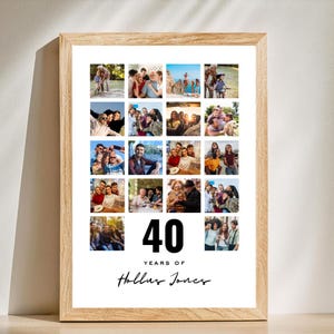 40th Birthday Photo Collage Personalized 40th Birthday Photo Collage Family Gift Number Collage Gift for Him Gift for Her 40 Collage Gift