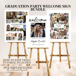 Graduation Welcome Sign Set Photo Collage Editable Canva Template Digital Download
