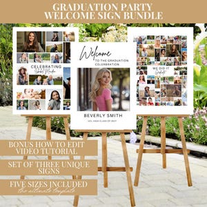 Graduation Welcome Sign Set Photo Collage Editable Canva Template Digital Download
