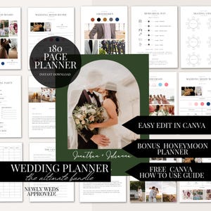 Canva Wedding Planner Template Bundle Editable Wedding Planning Book Day Of Wedding Binder Wedding Checklist Planner Wedding Day Planner