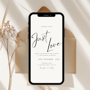 Nothing Fancy Just Love Invitation Elopement Reception Invite Minimalist Elopement Announcement Card Modern Reception Invite Wedding Edit