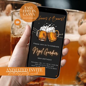 Invito per festa di compleanno Cheers and Beers MODIFICABILE Invito mobile per festa a sorpresa con birra per 30, 40 e 50 anni Invito stampabile Download digitale Festa per uomini