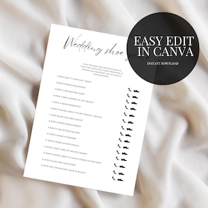 Shoe Game Template Wedding Couples Shower Games Bridal Shower Games Engagement Party Games Wedding Shower Celebration Games Party Game Bride