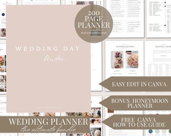 200 Page Wedding Planner Bundle Canva Template Digital Download