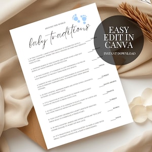 Baby Traditionen auf der ganzen Welt Baby Shower Spiel Minimalistisches druckbares Baby Shower Spiel Digitaler Download Baby Traditionen auf der ganzen Welt