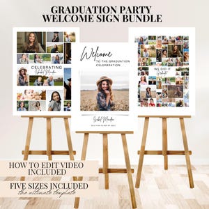 Graduation Welcome Sign Set Photo Collage Editable Canva Template Digital Download