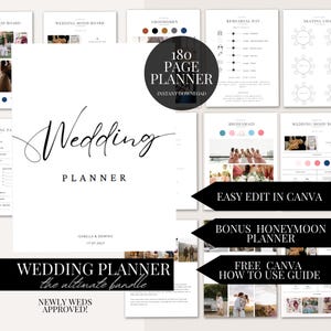 180 Page Wedding Planner Bundle Canva Template Digital Download