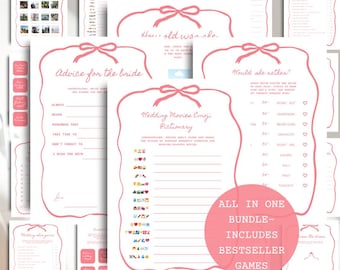 Bridal Shower Games Bundle 10 Printable Editable Templates Digital Download Canva