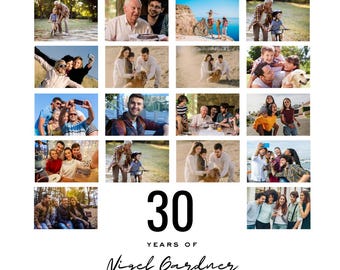 Personalized 30th Birthday Photo Collage Gift Canva Template Digital Download