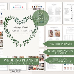 Canva Wedding Planner Template Bundle Editable Wedding Planning Book Wedding Checklist Binder Printable Wedding Planner Instant Download