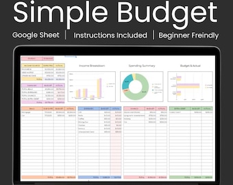 Budget Planner Google Sheet Monthly Budget Spreadsheet Paycheck Budget Template Simple Weekly Financial Planner Beginners Biweekly Budgeting