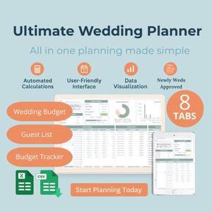 Wedding Planner Spreadsheet Wedding Budget Tracker Wedding Timeline Checklist Guest List Tracker Wedding Itinerary Seating Plan Wedding Gift