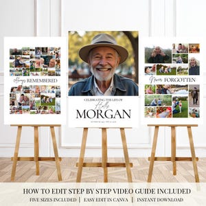 Funeral Photo Collage Sign Set Templates Funeral Welcome Sign Template Celebration of Life In Loving Memory Memorial Poster Size Funeral