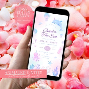 Oneder the Sea Birthday Invitation Printable Under the Sea Editable Template 1st Birthday Invite Ocean Animals Girls Under the Sea Invite