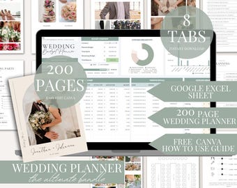Canva Google Sheet Wedding Planner Bundle Wedding Budget Guest List Tracker Canva Wedding Planner Spreadsheet Wedding Planner Dayof Binder