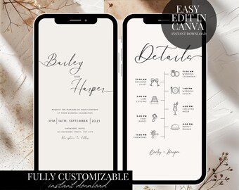 Minimalist Electronic Wedding Invitation Modern Smartphone Evite Digital Template