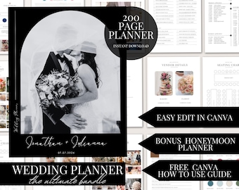 Canva Wedding Planner Template Bundle Editable Wedding Planning Book Day Of Wedding Binder Wedding Checklist Planner Wedding Day Planner
