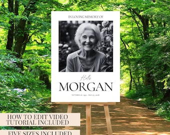 Funeral Welcome Sign Celebration Of Life Photo Poster Canva Template Digital Download